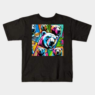 Pop Art Polar Bear Tee - Vibrant Wildlife Fashion Kids T-Shirt